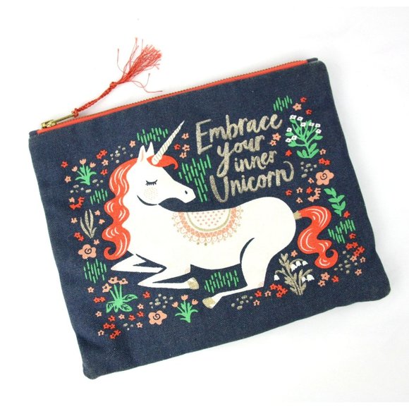 Embrace Your Inner Unicorn Makeup Bag Purse Clutch Pencil Pouch Paper Source - Picture 5 of 10